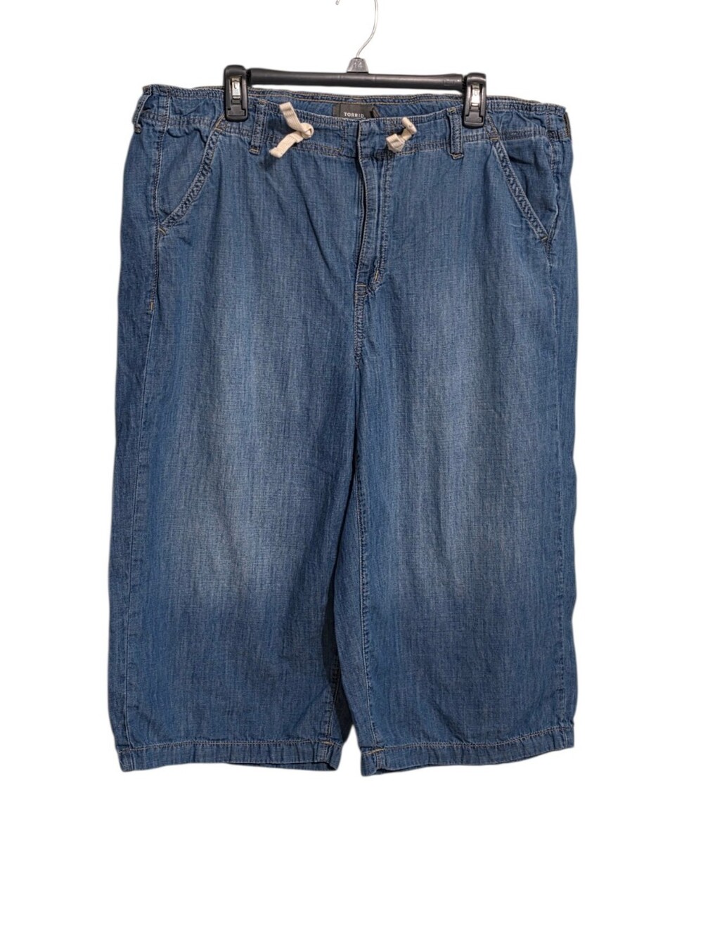Torrid High Rise Wide Leg Chambray Crop Pants 12